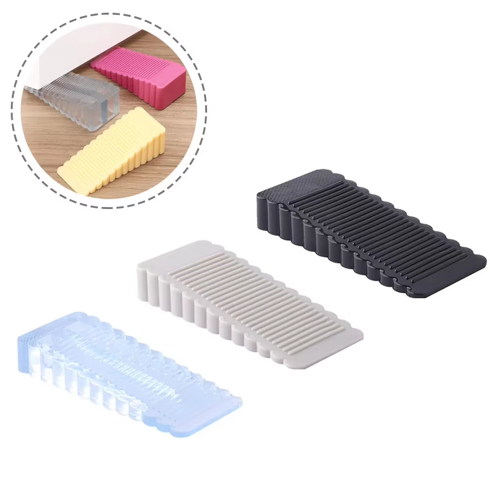 Silicone Door Stopper Reusable Shock Absorbent Block Wedge Doorstops Door Handle Stopper Home Office Door Anti-Collision Stopper