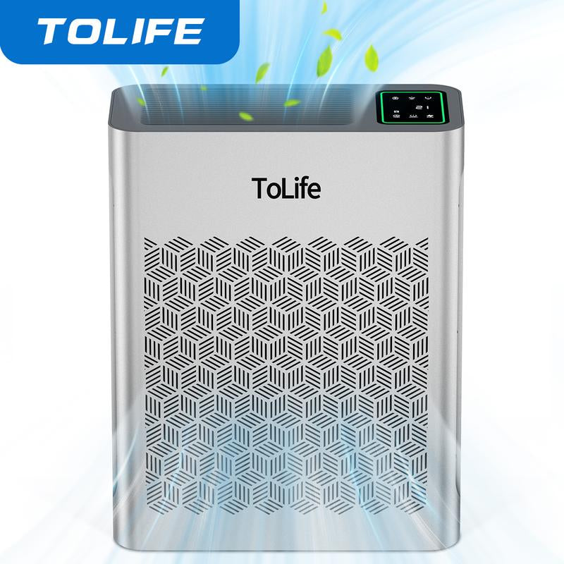 Tolife NEW - TZ-K2 Air Purifier (Covers up to 1095 Sq Ft) - HEPA Filter, Removes Smoke, Pollen, Pet Dander, PM2.5 Display, Auto Mode, Timer, Ideal for Large Rooms