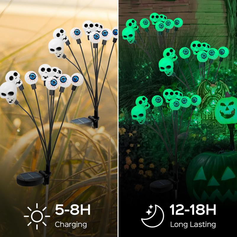 Halloween Decor 2025 Display Spooky Eyeball Solar Garden Lights, LED Firefly Pathway Stakes for Halloween Scary Outdoor Waterproof Solar Green Firefly Lights for Garden Yard Patio Pathway Lawn Halloween Party Items Decorations Ornaments Gift Fairy