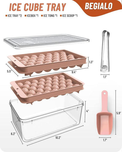 Ice Cube Tray, round Ice Trays for Freezer with Lid and Bin, Circle Ice Mold Making ... Kitchen Utensils Kitchen Utensils
