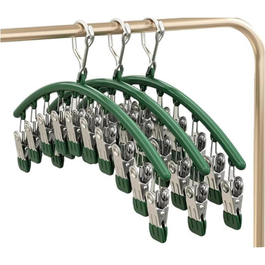 Upgrade Skirt Pants Hangers with Clips, Hangers Space Saving Closet Organizers/Rubber Coated Closet Organizers(Green)