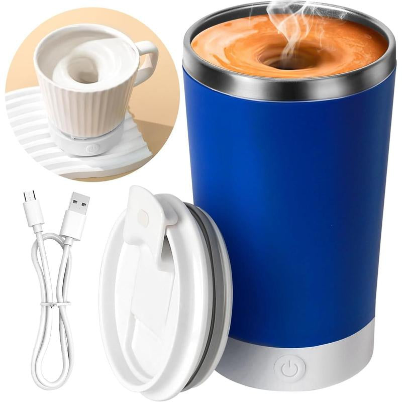 Self Stirring Coffee Mug in Stainless Steel 400ML - Perfect for Blending Coffee, Milk, Cocoa and Other Drinks Home Portable Cup Drinkware Tumbler Washable Silicone Reusable