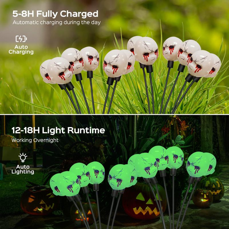 Halloween Decor 2025 Display Spooky Eyeball Solar Garden Lights, LED Firefly Pathway Stakes for Halloween Scary Outdoor Waterproof Solar Green Firefly Lights for Garden Yard Patio Pathway Lawn Halloween Party Items Decorations Ornaments Gift Fairy