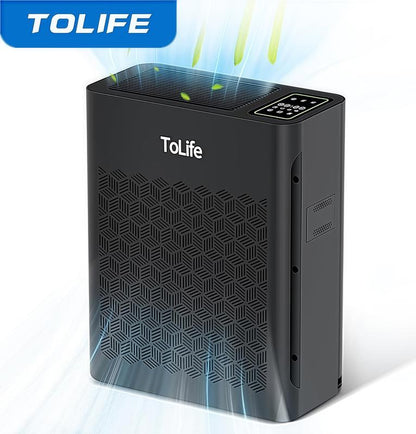 Tolife NEW - TZ-K2 Air Purifier (Covers up to 1095 Sq Ft) - HEPA Filter, Removes Smoke, Pollen, Pet Dander, PM2.5 Display, Auto Mode, Timer, Ideal for Large Rooms