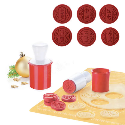 6PCS Christmas Cookie Cutter Cake Mold Snowflakes Button Biscuit Fondant DIY Stamping Mould Pastry Cakes Decor Baking Tool