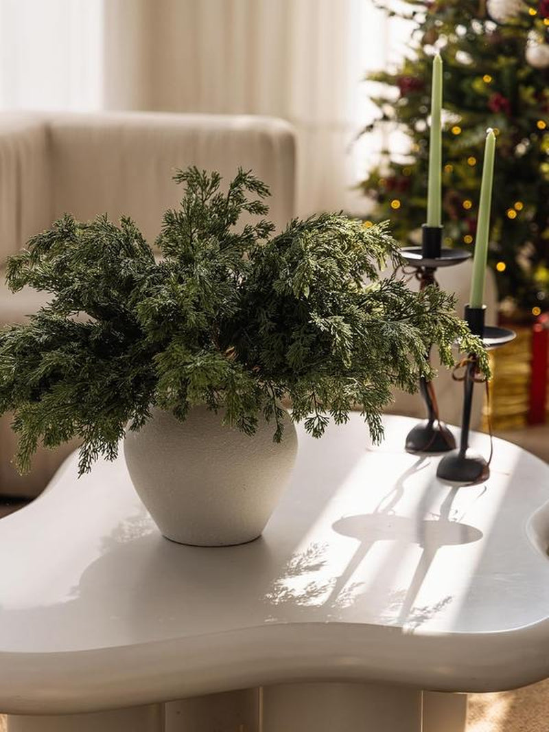 CLYCALOOR 12 Pcs 19.5 Inches Christmas Cedar Branches Artificial Faux Cedar for DIY Crafts Xmas Home Decor Waterproof Plastic Plants