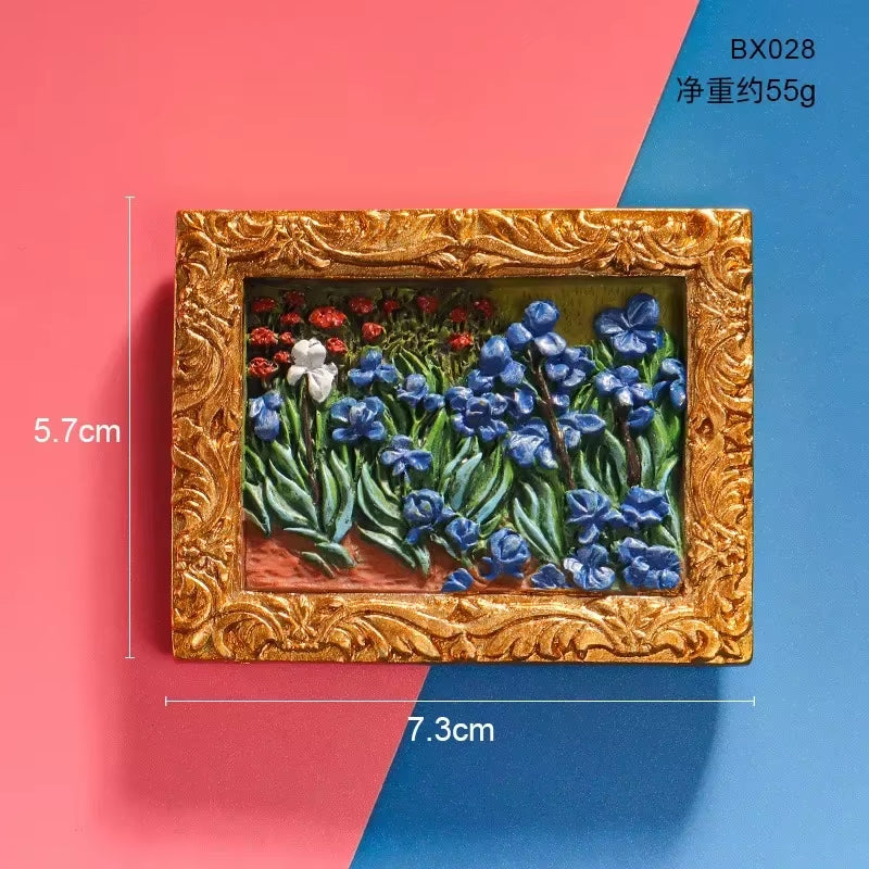 2024 New 3D Van Gogh Series Oil Painted Fridge Magnets Creative Resin Magnets for the Refrigerator Starry Sky Sunflower Gifts