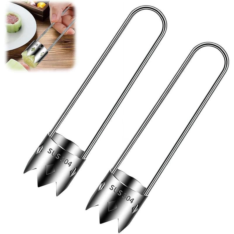 (2Pcs)Multifunctional Fruit and Vegetable Core Remover, Kitchen Small Tool Stainless Steel 304 Fruit Core Extractor, Red Bell Pepper and Pear Core Extractor, Easy to Clean and Rust Resistant