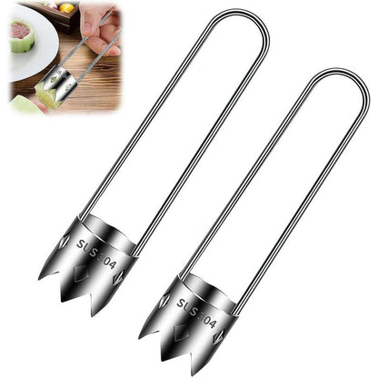 (2Pcs)Multifunctional Fruit and Vegetable Core Remover, Kitchen Small Tool Stainless Steel 304 Fruit Core Extractor, Red Bell Pepper and Pear Core Extractor, Easy to Clean and Rust Resistant