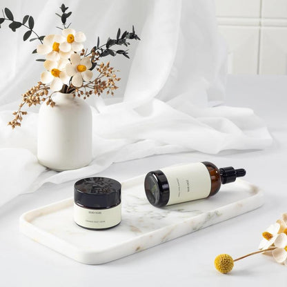 YKAJO Bohemian Drip Candle Tray Marble Tray, 12 "X6", Bathroom Countertop Organizer Rectangular Service Tray Decorated with Elegant and Natural Candles, Jewelry, Perfume