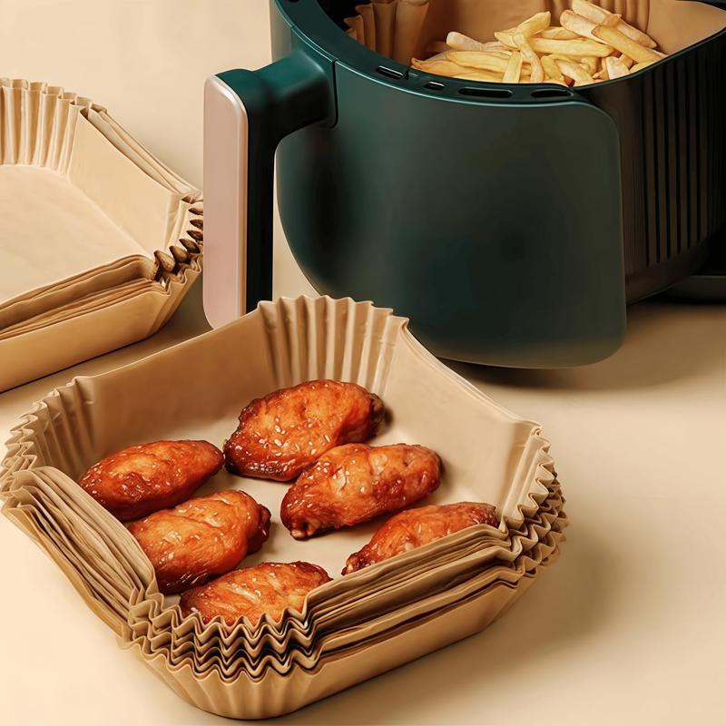 100Pcs Parchment Paper,Air Fryer Paper Liners, Air Fryer Liners Disposable for Microwave, Non-Stick Air Fryer Liner Square Free of Bleach (6.7IN)
