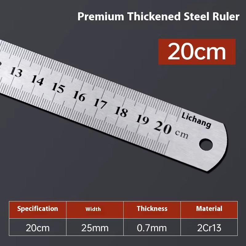 1Pcs 15/20/30/40/50/60100Cm Stainless Steel Metal Straight Ruler for Home School Precision Measuring Tool Drawing Tool Supplies