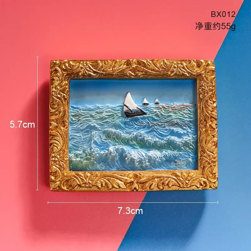 2024 New 3D Van Gogh Series Oil Painted Fridge Magnets Creative Resin Magnets for the Refrigerator Starry Sky Sunflower Gifts