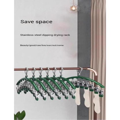 Upgrade Skirt Pants Hangers with Clips, Hangers Space Saving Closet Organizers/Rubber Coated Closet Organizers(Green)