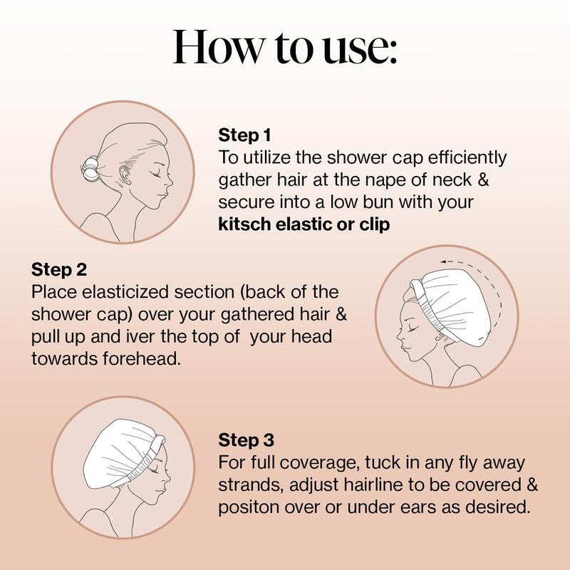 Kitsch Luxury Shower Caps for Women Reusable Waterproof - Flexi Satin Lined, Quick-Dry, Adjustable, Hair Cap for Long & Short Hair - Terracotta