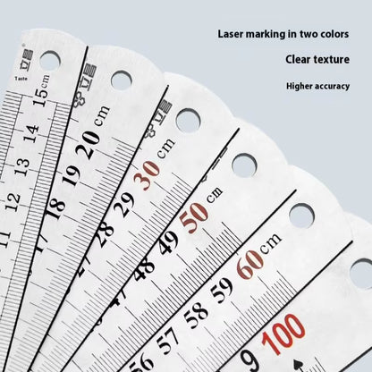 1Pcs 15/20/30/40/50/60100Cm Stainless Steel Metal Straight Ruler for Home School Precision Measuring Tool Drawing Tool Supplies