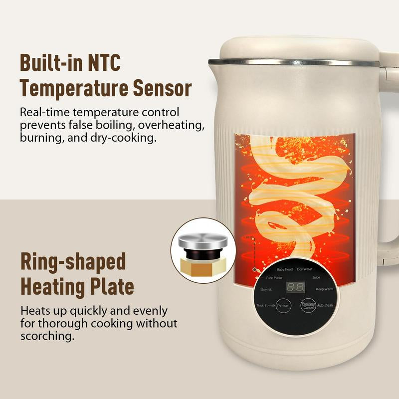 High-Speed Blender 1.5L, Quiet Multifunctional Smoothie Maker with 8 Stainless Steel Blades, Touch Screen, Auto Cleaning & 12H Timer