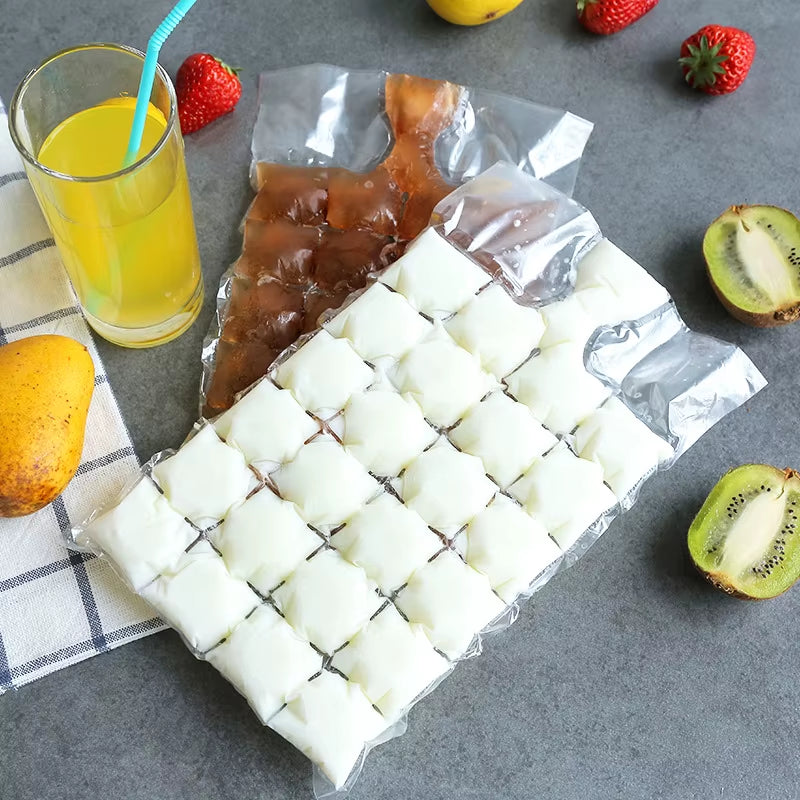 10Pcs/Pack Disposable Ice Bag Lattice Ice Cube Mold Bar Self-Sealing Ice Tray Bag Ice Cube Bag Box Edible Frozen Ice Cube
