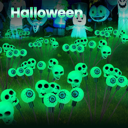 Halloween Decor 2025 Display Spooky Eyeball Solar Garden Lights, LED Firefly Pathway Stakes for Halloween Scary Outdoor Waterproof Solar Green Firefly Lights for Garden Yard Patio Pathway Lawn Halloween Party Items Decorations Ornaments Gift Fairy