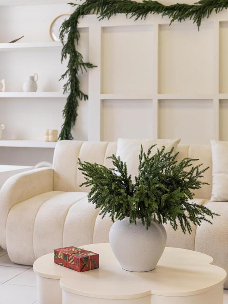 CLYCALOOR 12 Pcs 19.5 Inches Christmas Cedar Branches Artificial Faux Cedar for DIY Crafts Xmas Home Decor Waterproof Plastic Plants