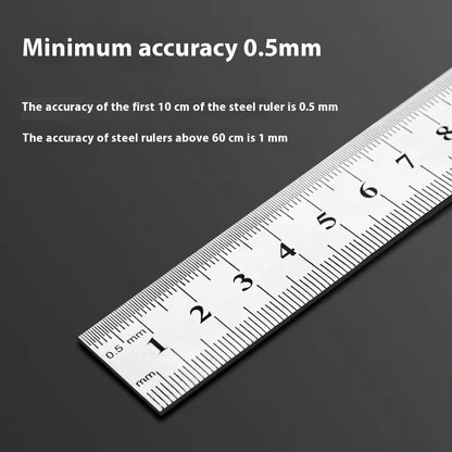 1Pcs 15/20/30/40/50/60100Cm Stainless Steel Metal Straight Ruler for Home School Precision Measuring Tool Drawing Tool Supplies