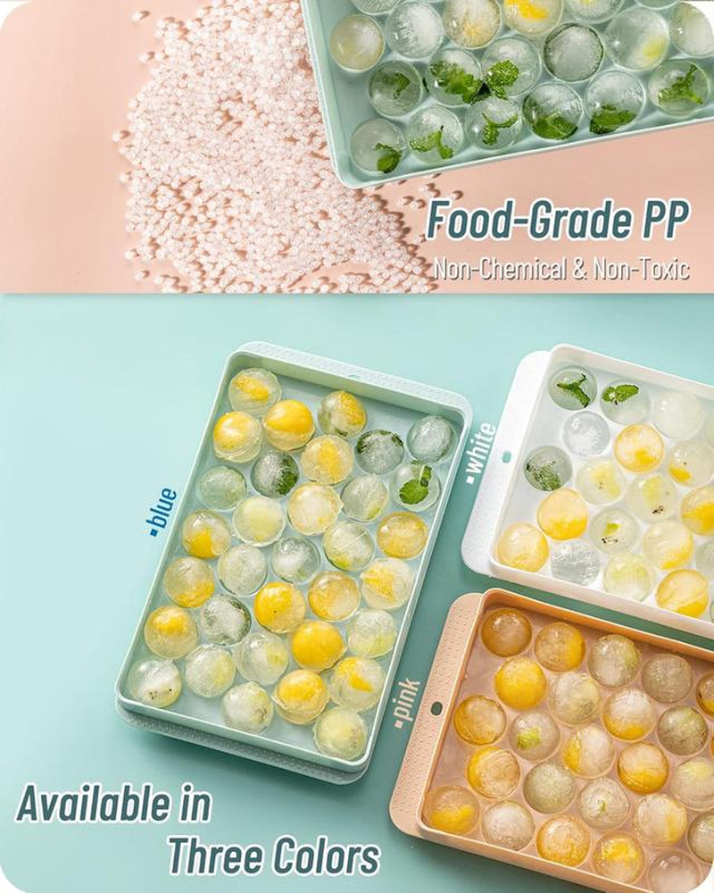 Ice Cube Tray, round Ice Trays for Freezer with Lid and Bin, Circle Ice Mold Making ... Kitchen Utensils Kitchen Utensils