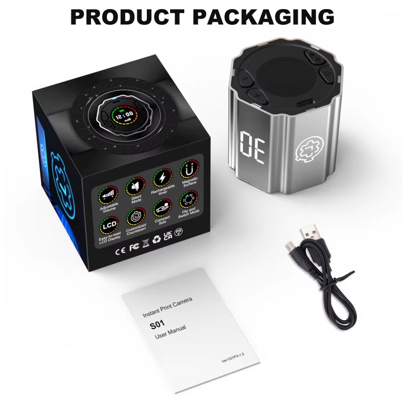 New Modern LCD Digital Timer Visual Kitchen Timer for Teachers, Flip Cube Timer for Cooking, Work, Studying, Workout