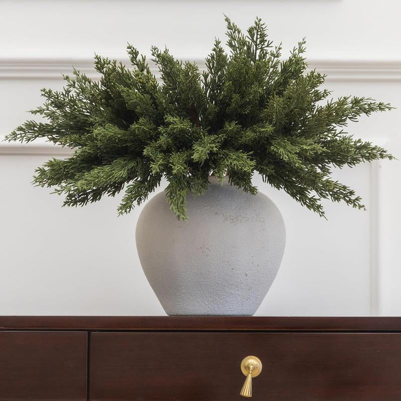 CLYCALOOR 12 Pcs 19.5 Inches Christmas Cedar Branches Artificial Faux Cedar for DIY Crafts Xmas Home Decor Waterproof Plastic Plants