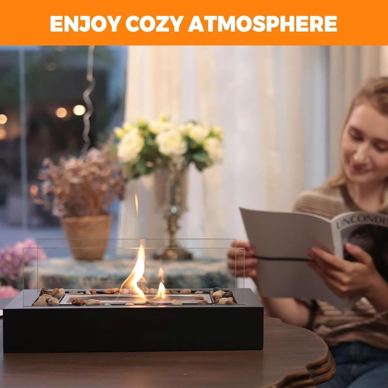 Table Fire Upgraded Safer Gel Fuel Fire Pit, Smores Maker with Cobblestone Decorated for Parties, Gift for Birthday, Mum and Weddings (Gel Was Not Included)