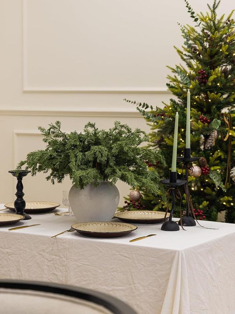 CLYCALOOR 12 Pcs 19.5 Inches Christmas Cedar Branches Artificial Faux Cedar for DIY Crafts Xmas Home Decor Waterproof Plastic Plants