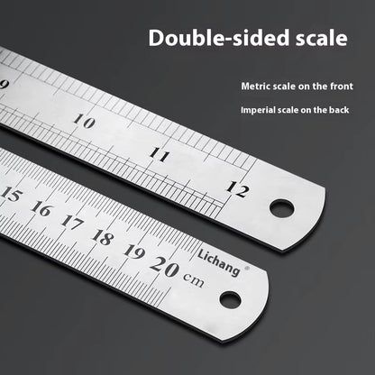 1Pcs 15/20/30/40/50/60100Cm Stainless Steel Metal Straight Ruler for Home School Precision Measuring Tool Drawing Tool Supplies