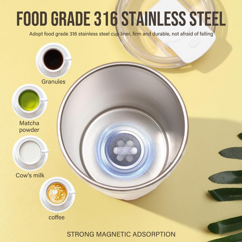 Self Stirring Coffee Mug in Stainless Steel 400ML - Perfect for Blending Coffee, Milk, Cocoa and Other Drinks Home Portable Cup Drinkware Tumbler Washable Silicone Reusable