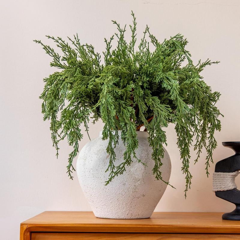 CLYCALOOR 12 Pcs 19.5 Inches Christmas Cedar Branches Artificial Faux Cedar for DIY Crafts Xmas Home Decor Waterproof Plastic Plants