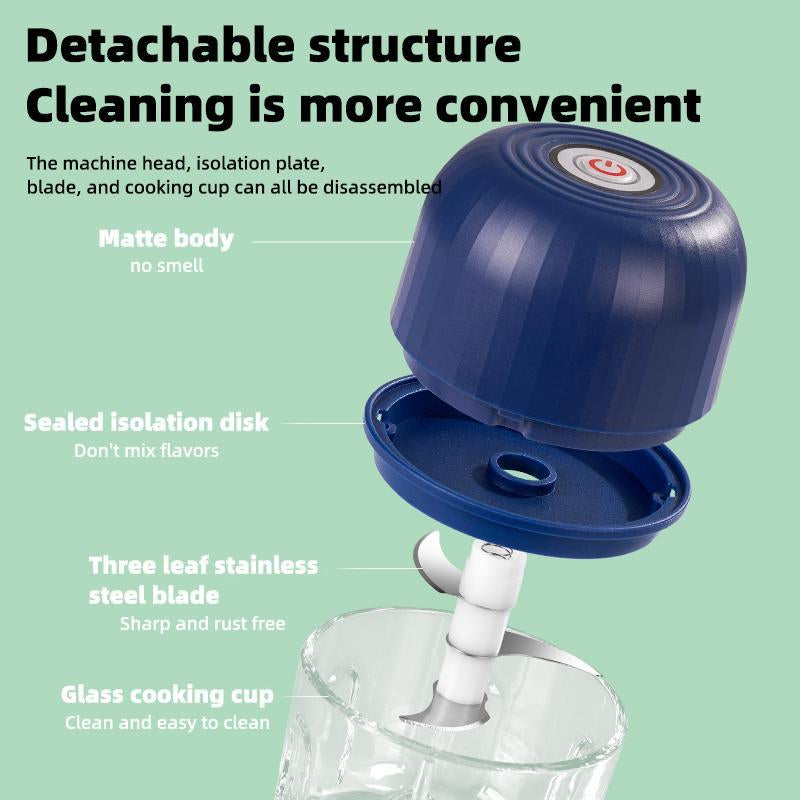 Electric Onion Chopper, 4 Sharp Blades，Portable Veggie Chopper, Garlic Grinder Masher, Blender to Vegetable, Cordless Food Processor for Ginger, Chili, Fruit, Meat, Spices, Beans, Etc