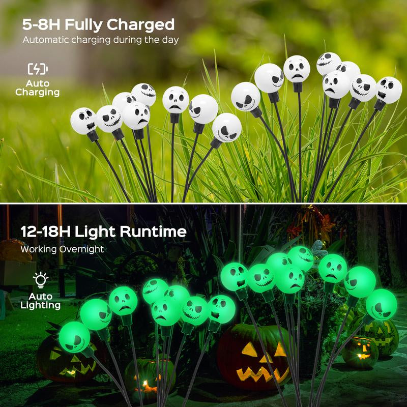 Halloween Decor 2025 Display Spooky Eyeball Solar Garden Lights, LED Firefly Pathway Stakes for Halloween Scary Outdoor Waterproof Solar Green Firefly Lights for Garden Yard Patio Pathway Lawn Halloween Party Items Decorations Ornaments Gift Fairy