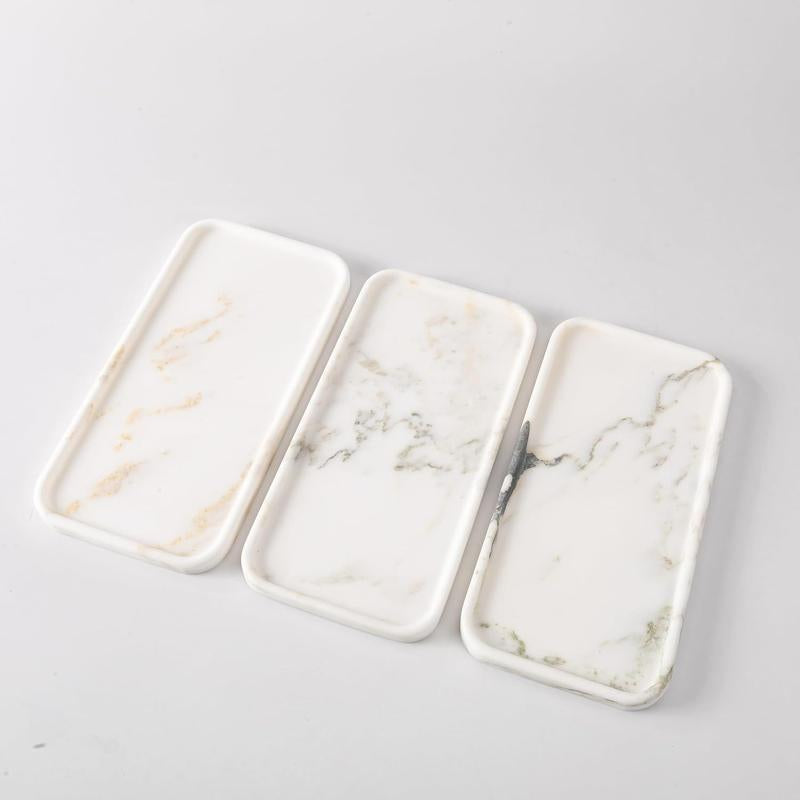 YKAJO Bohemian Drip Candle Tray Marble Tray, 12 "X6", Bathroom Countertop Organizer Rectangular Service Tray Decorated with Elegant and Natural Candles, Jewelry, Perfume