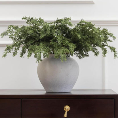 CLYCALOOR 12 Pcs 19.5 Inches Christmas Cedar Branches Artificial Faux Cedar for DIY Crafts Xmas Home Decor Waterproof Plastic Plants