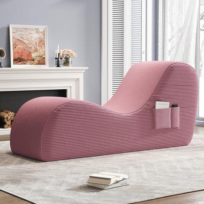 Yoga Chairs for Adults, Ergonomic Chaise Lounge Chair Indoor with Side Pocket, Lumbar Pillow, Ottoman, Yoga Chair Perfect for Stretching, Relaxation, Exercise, Used in Bedroom, Living Room, Black Boneless Couch