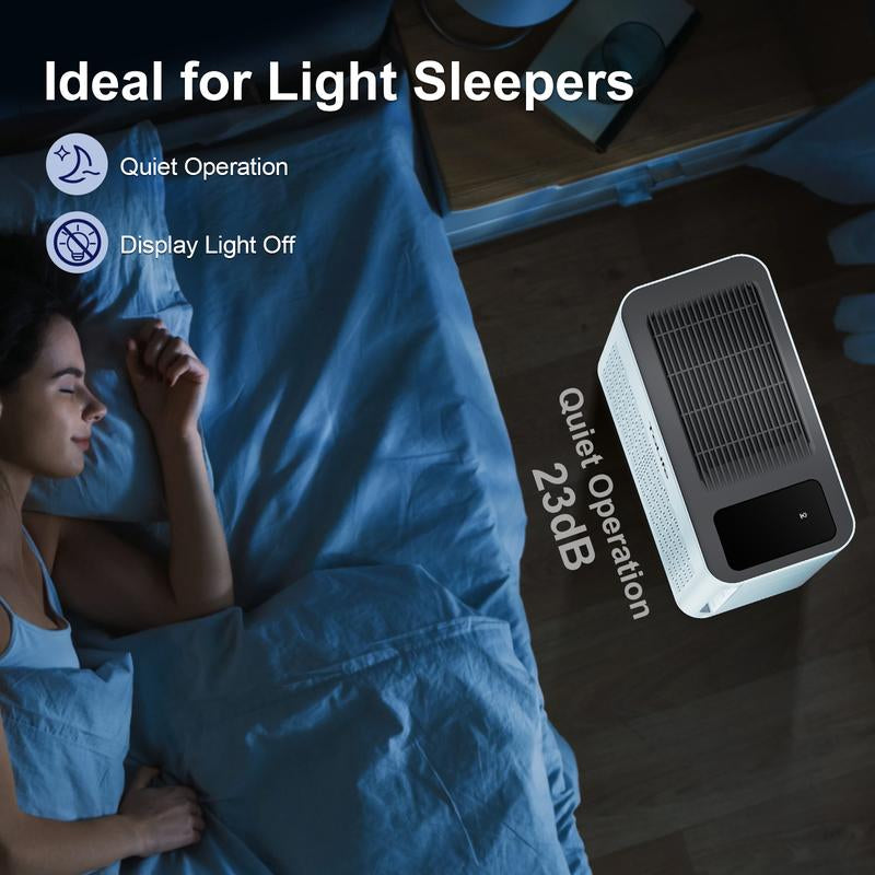 Tolife NEW - TZ-K2 Air Purifier (Covers up to 1095 Sq Ft) - HEPA Filter, Removes Smoke, Pollen, Pet Dander, PM2.5 Display, Auto Mode, Timer, Ideal for Large Rooms