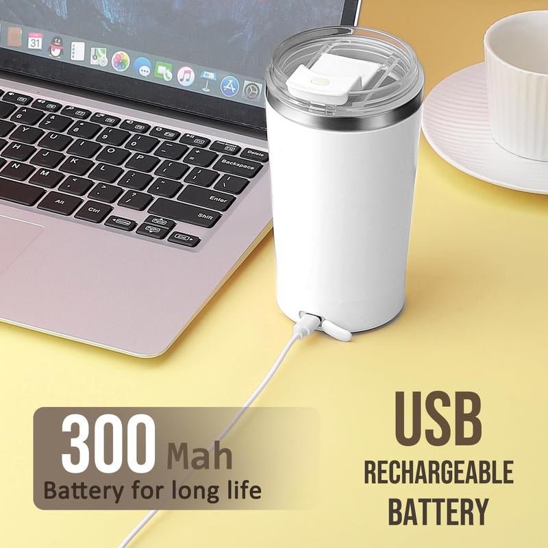 Self Stirring Coffee Mug in Stainless Steel 400ML - Perfect for Blending Coffee, Milk, Cocoa and Other Drinks Home Portable Cup Drinkware Tumbler Washable Silicone Reusable