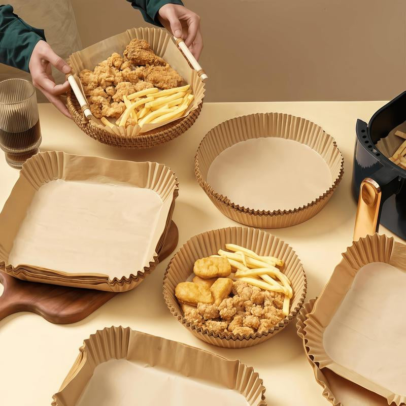 100Pcs Parchment Paper,Air Fryer Paper Liners, Air Fryer Liners Disposable for Microwave, Non-Stick Air Fryer Liner Square Free of Bleach (6.7IN)