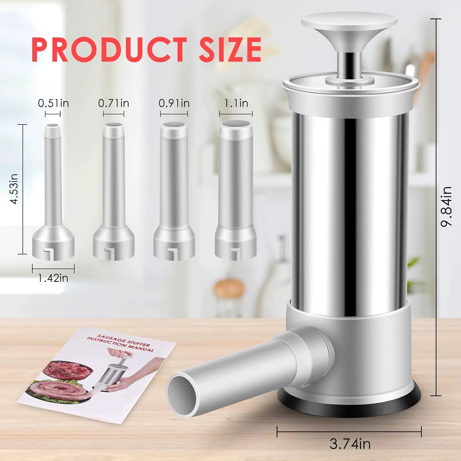 Sausage Stuffer with 4 Different Sizes Stuffing Tubes Sausage Stufferquick Sausage Stufferfillersyringesmall Sausage Tools