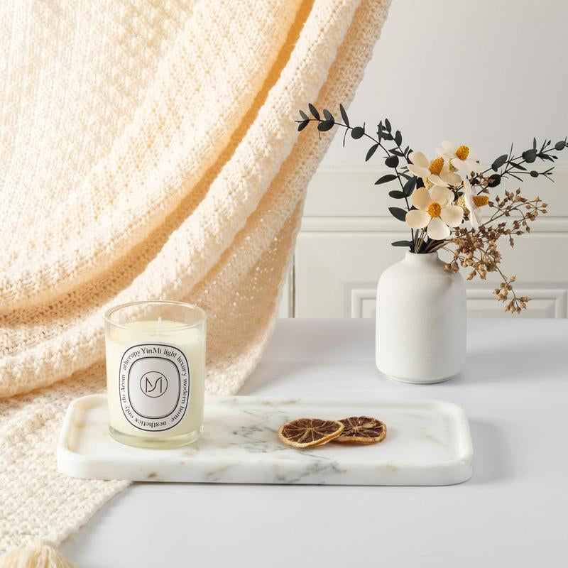 YKAJO Bohemian Drip Candle Tray Marble Tray, 12 "X6", Bathroom Countertop Organizer Rectangular Service Tray Decorated with Elegant and Natural Candles, Jewelry, Perfume