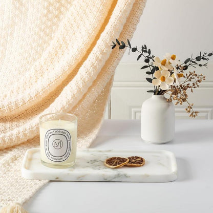YKAJO Bohemian Drip Candle Tray Marble Tray, 12 "X6", Bathroom Countertop Organizer Rectangular Service Tray Decorated with Elegant and Natural Candles, Jewelry, Perfume