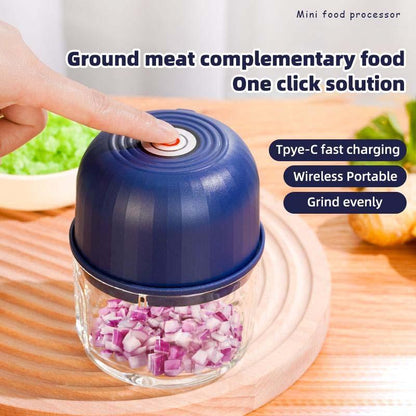 Electric Onion Chopper, 4 Sharp Blades，Portable Veggie Chopper, Garlic Grinder Masher, Blender to Vegetable, Cordless Food Processor for Ginger, Chili, Fruit, Meat, Spices, Beans, Etc