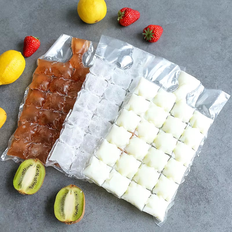 10Pcs/Pack Disposable Ice Bag Lattice Ice Cube Mold Bar Self-Sealing Ice Tray Bag Ice Cube Bag Box Edible Frozen Ice Cube