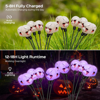 Halloween Decor 2025 Display Spooky Eyeball Solar Garden Lights, LED Firefly Pathway Stakes for Halloween Scary Outdoor Waterproof Solar Green Firefly Lights for Garden Yard Patio Pathway Lawn Halloween Party Items Decorations Ornaments Gift Fairy