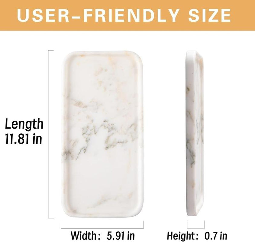 YKAJO Bohemian Drip Candle Tray Marble Tray, 12 "X6", Bathroom Countertop Organizer Rectangular Service Tray Decorated with Elegant and Natural Candles, Jewelry, Perfume