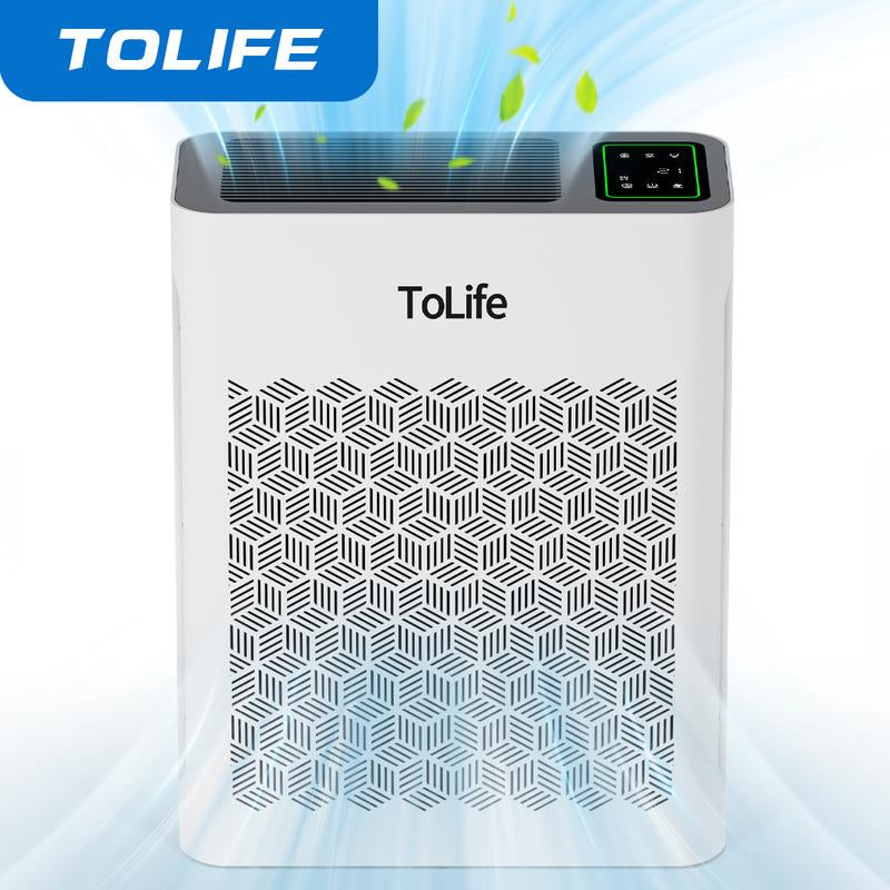 Tolife NEW - TZ-K2 Air Purifier (Covers up to 1095 Sq Ft) - HEPA Filter, Removes Smoke, Pollen, Pet Dander, PM2.5 Display, Auto Mode, Timer, Ideal for Large Rooms