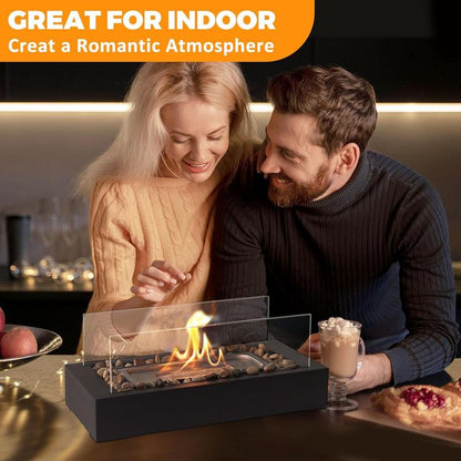 Table Fire Upgraded Safer Gel Fuel Fire Pit, Smores Maker with Cobblestone Decorated for Parties, Gift for Birthday, Mum and Weddings (Gel Was Not Included)